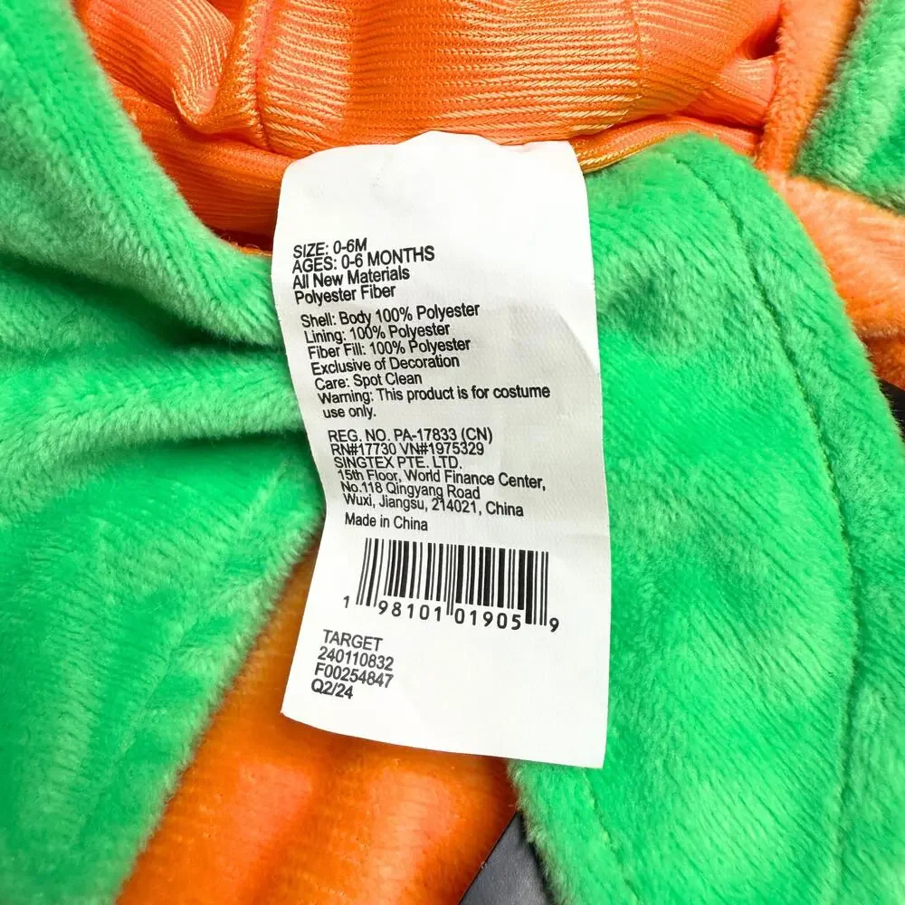 Target Hyde & Eek Boutique Infant Halloween Pumpkin Costume Size 0-6 Months